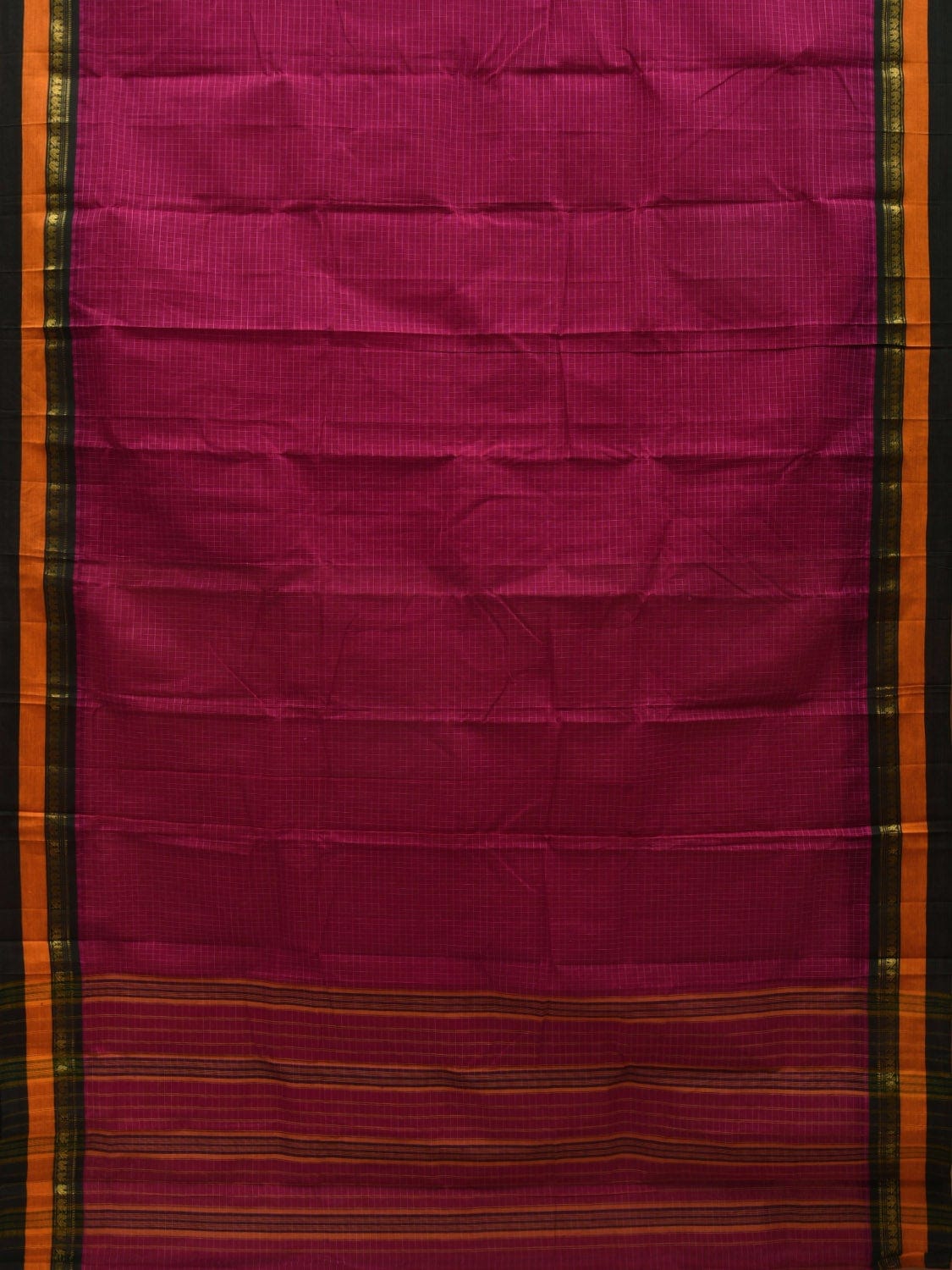 Pink Narayanpet Cotton Handloom Saree with Checks Design No Blouse np0542