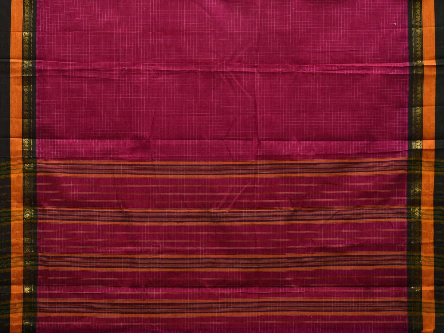 Pink Narayanpet Cotton Handloom Saree with Checks Design No Blouse np0542
