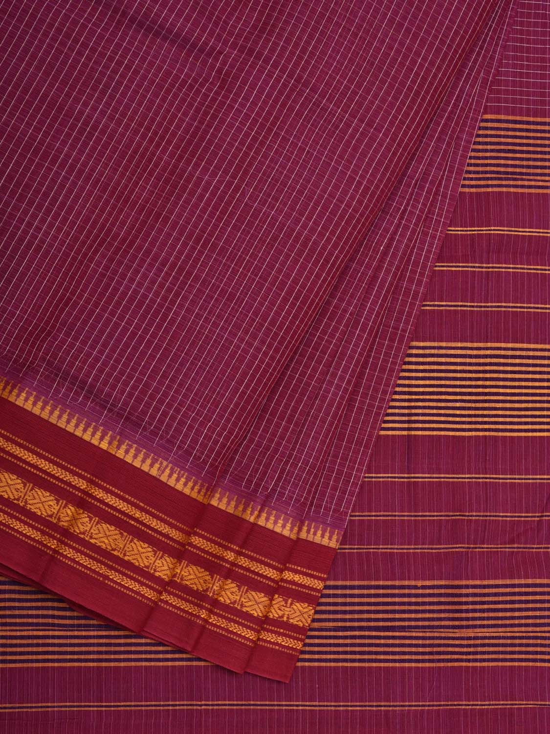 Pink Narayanpet Cotton Handloom Saree with Checks Design No Blouse np0569