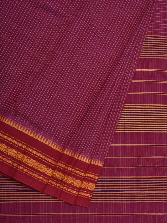 Pink Narayanpet Cotton Handloom Saree with Checks Design No Blouse np0569
