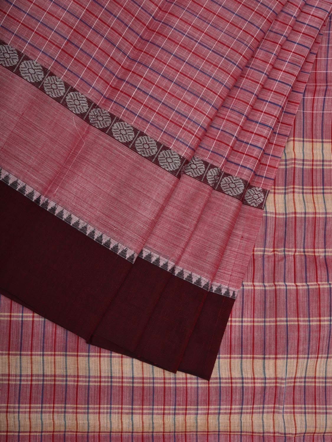 Pink Narayanpet Cotton Handloom Saree with Checks Design No Blouse np0609
