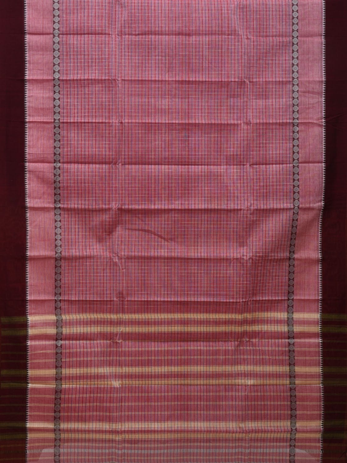 Pink Narayanpet Cotton Handloom Saree with Checks Design No Blouse np0609