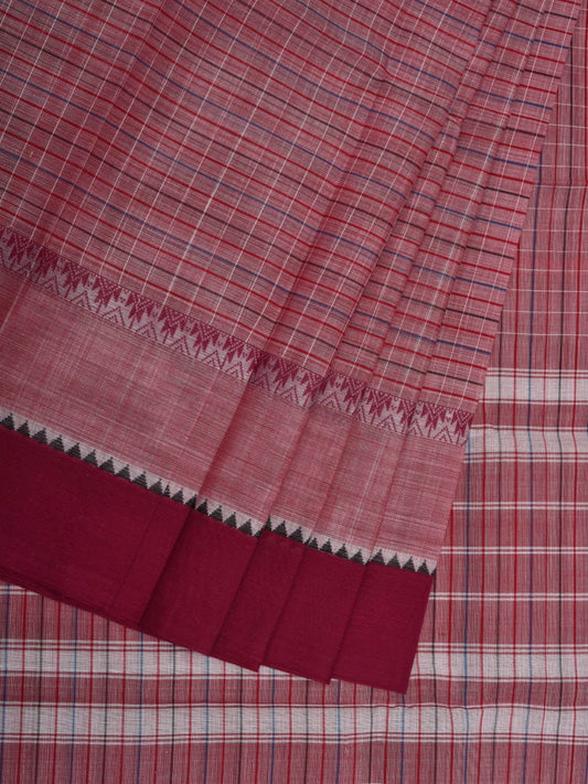 Pink Narayanpet Cotton Handloom Saree with Checks Design No Blouse np0612