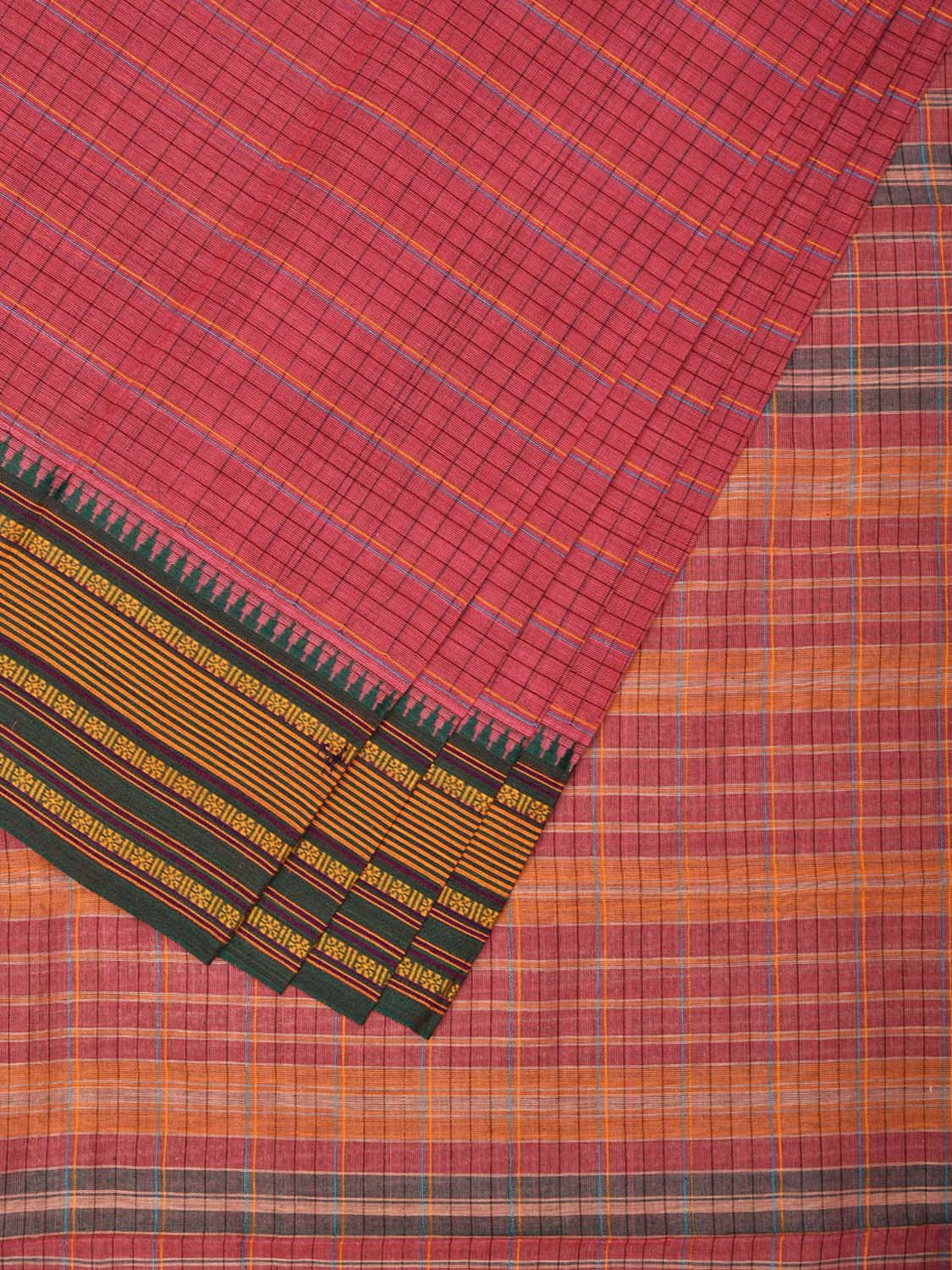 Pink Narayanpet Cotton Handloom Saree with Strips Design No Blouse np0693