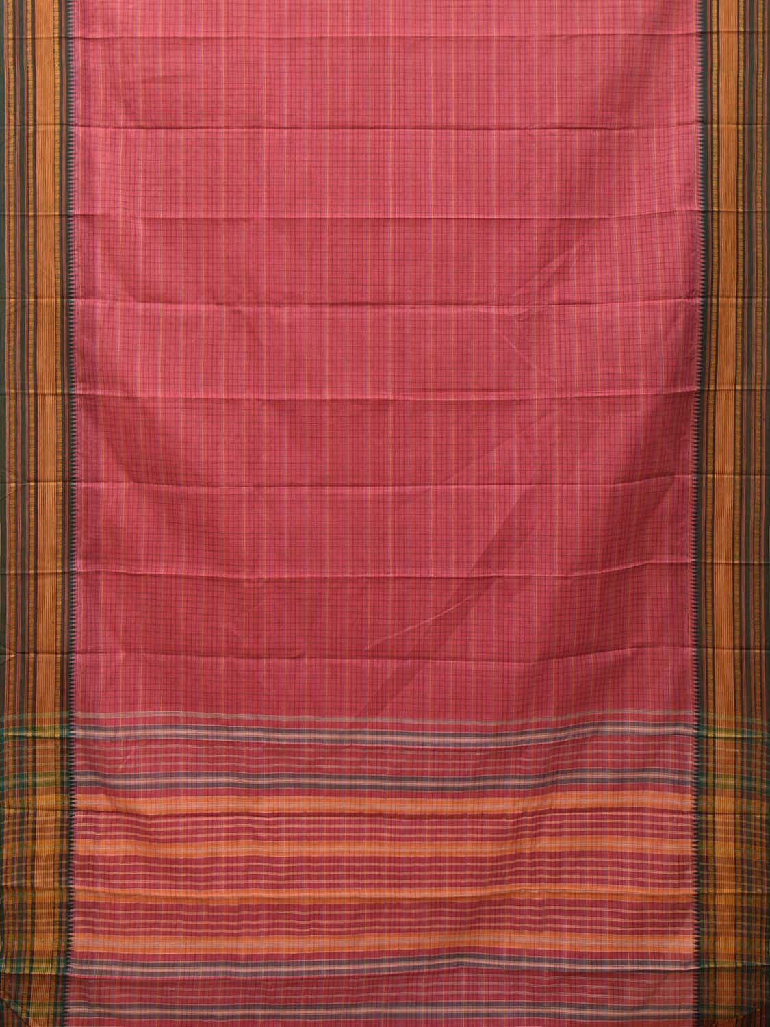 Pink Narayanpet Cotton Handloom Saree with Strips Design No Blouse np0693