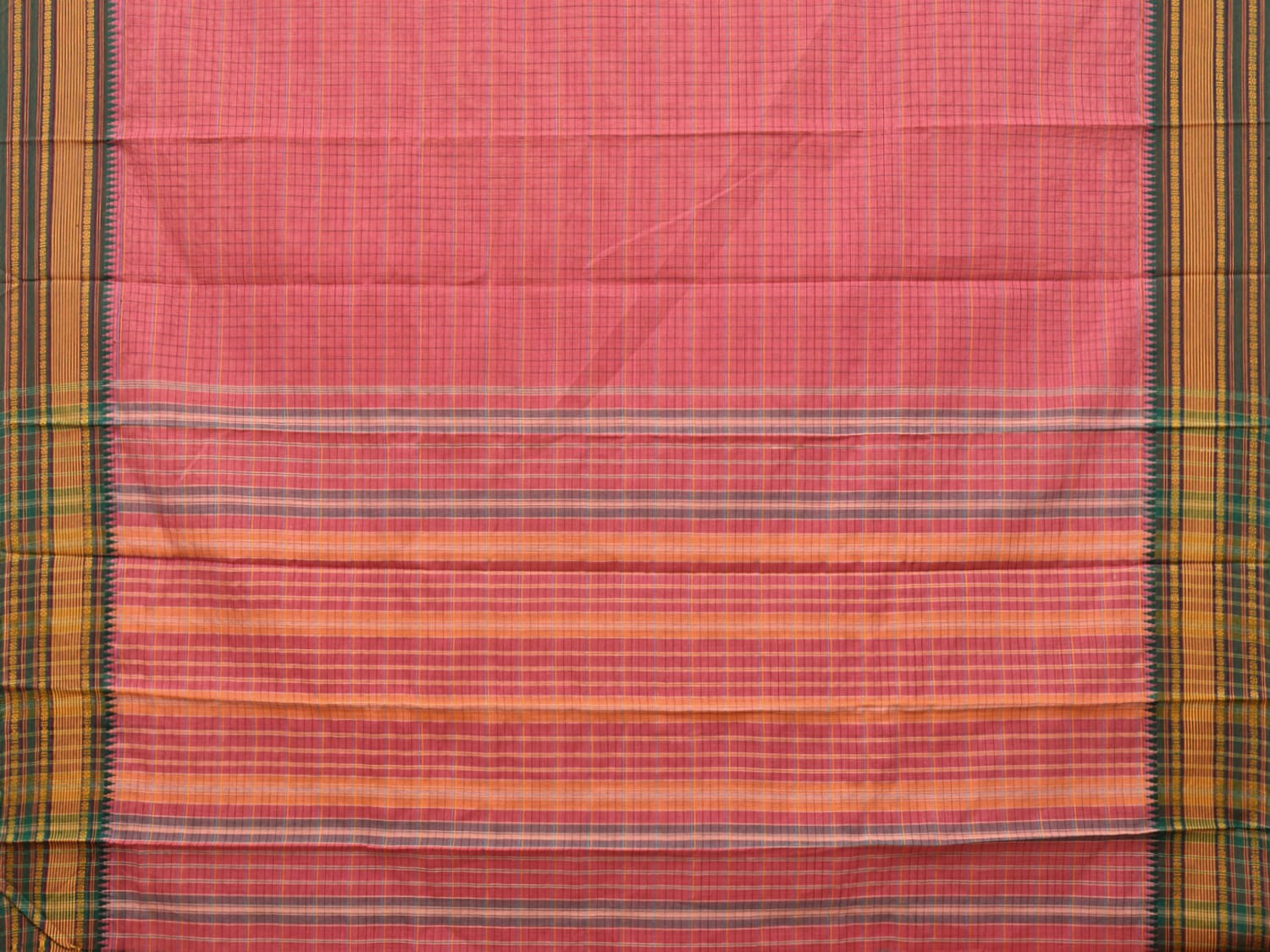 Pink Narayanpet Cotton Handloom Saree with Strips Design No Blouse np0693