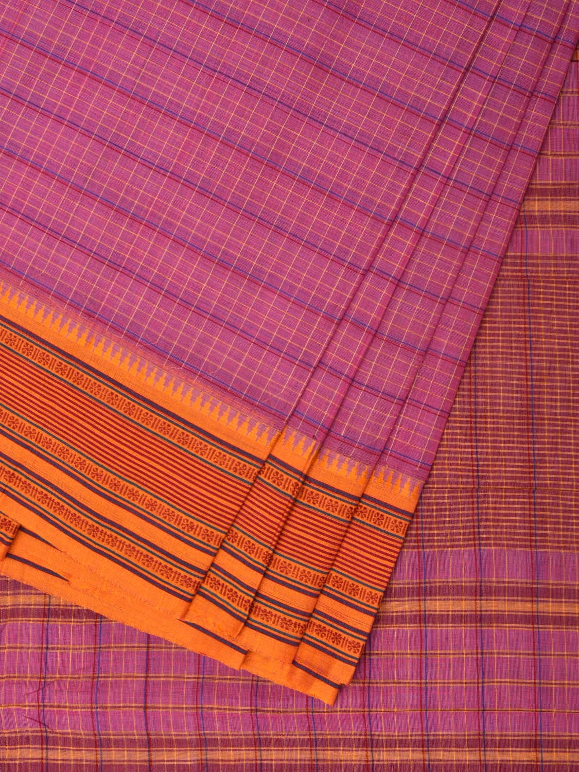 Pink Narayanpet Cotton Handloom Saree with Strips Design No Blouse np0799