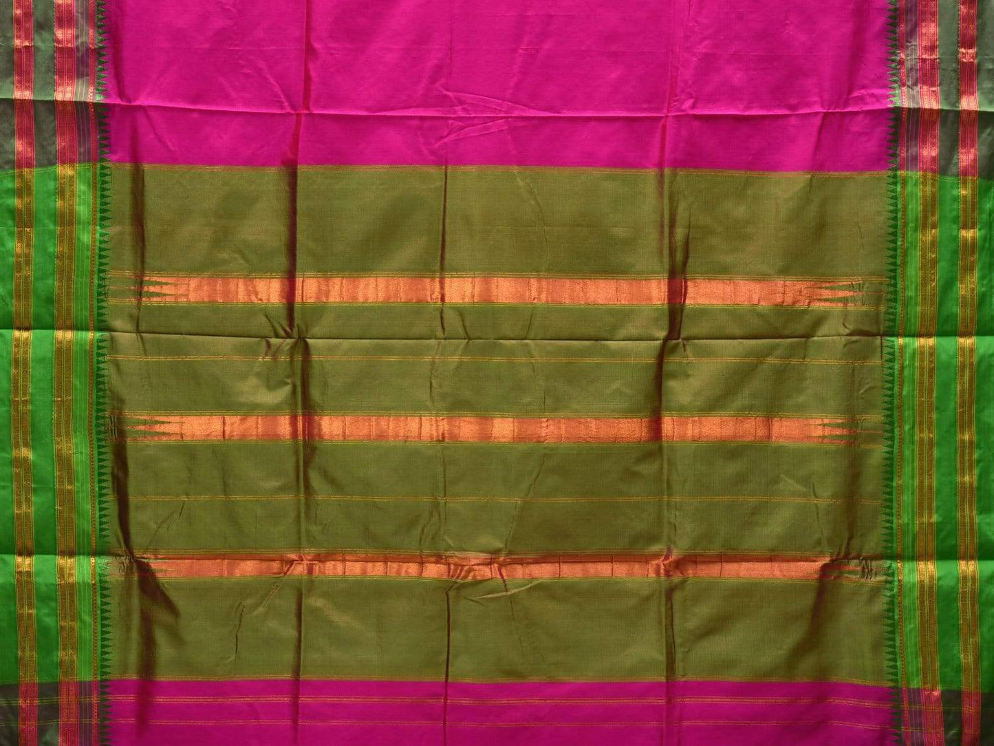 Pink Narayanpet Silk Handloom Plain Saree with Traditional Border Design No Blouse np0462