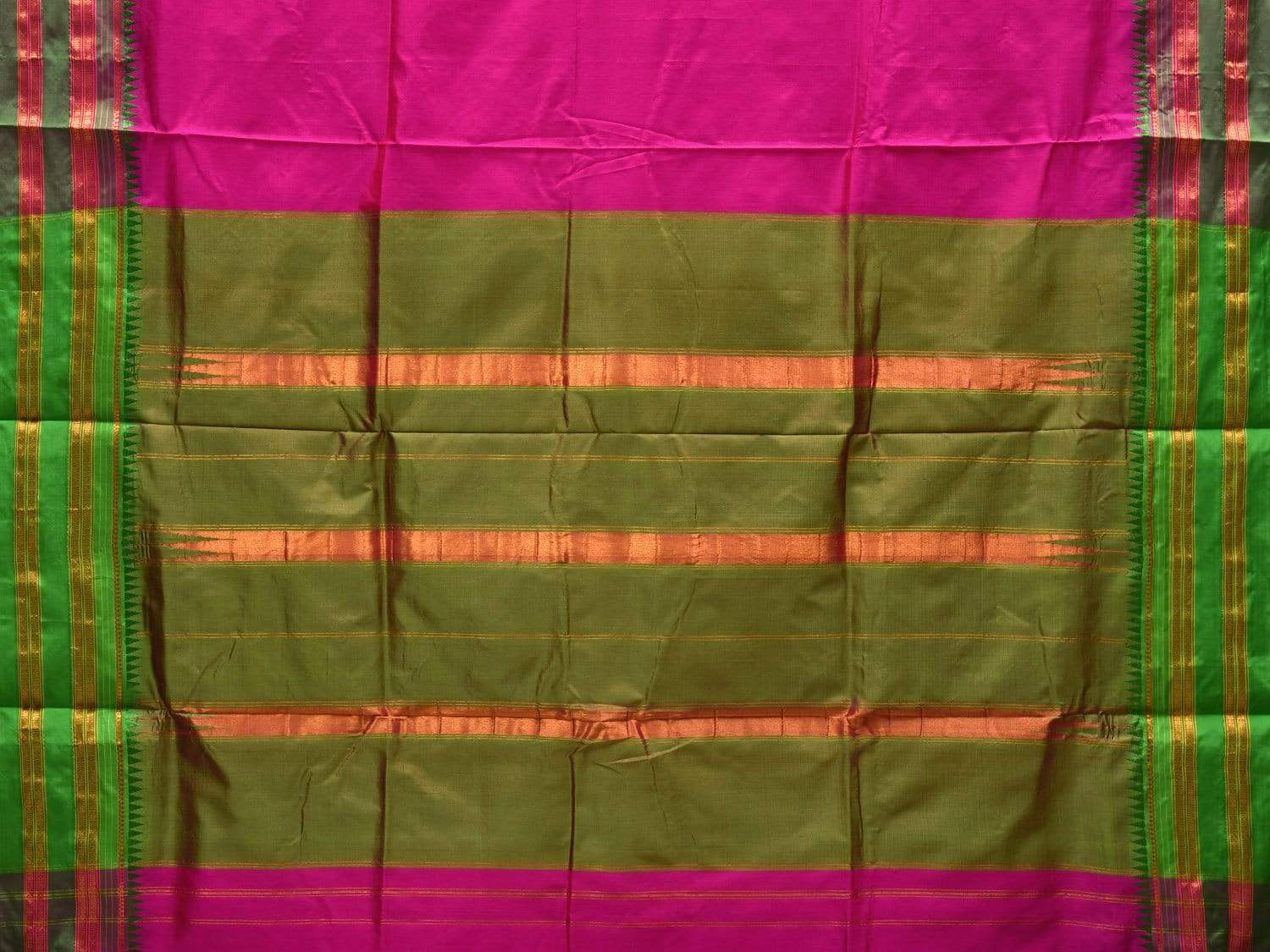 Pink Narayanpet Silk Handloom Plain Saree with Traditional Border Design No Blouse np0462