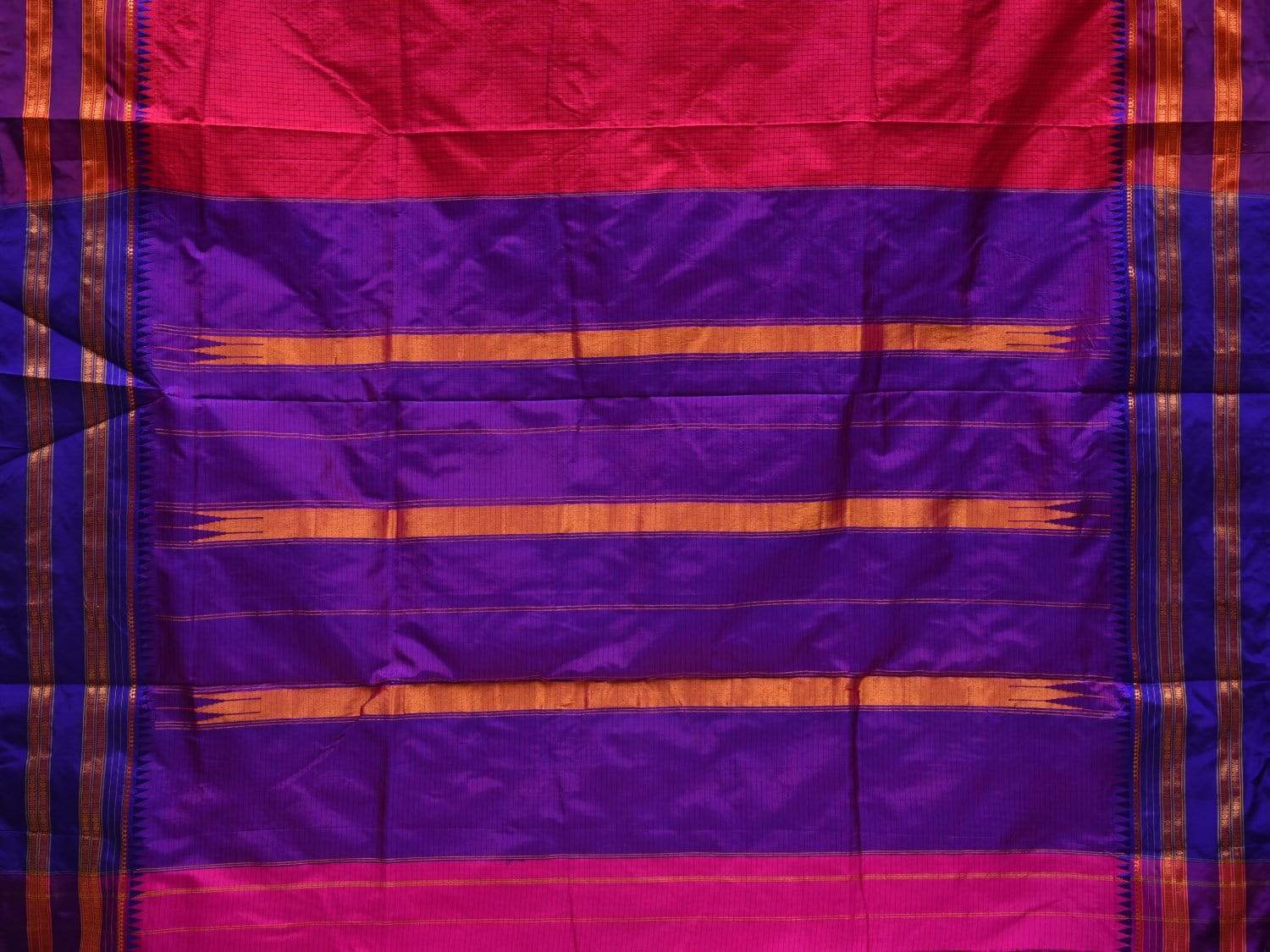 Pink Narayanpet Silk Handloom Saree with Checks Design No Blouse np0482