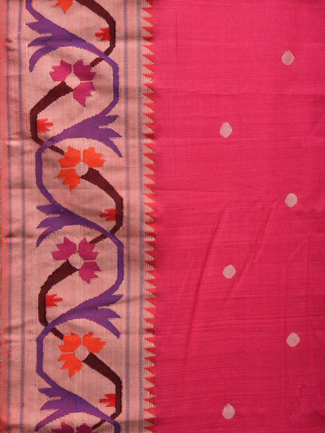 Pink Paithani Cotton Handloom Saree with Aashavali Border Design p0492