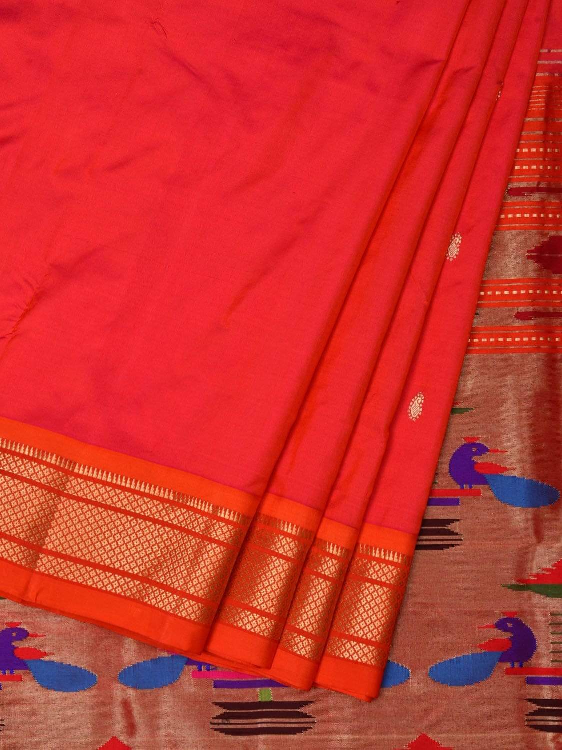 Pink Paithani Silk Handloom Saree with Double Pallu Design p0373