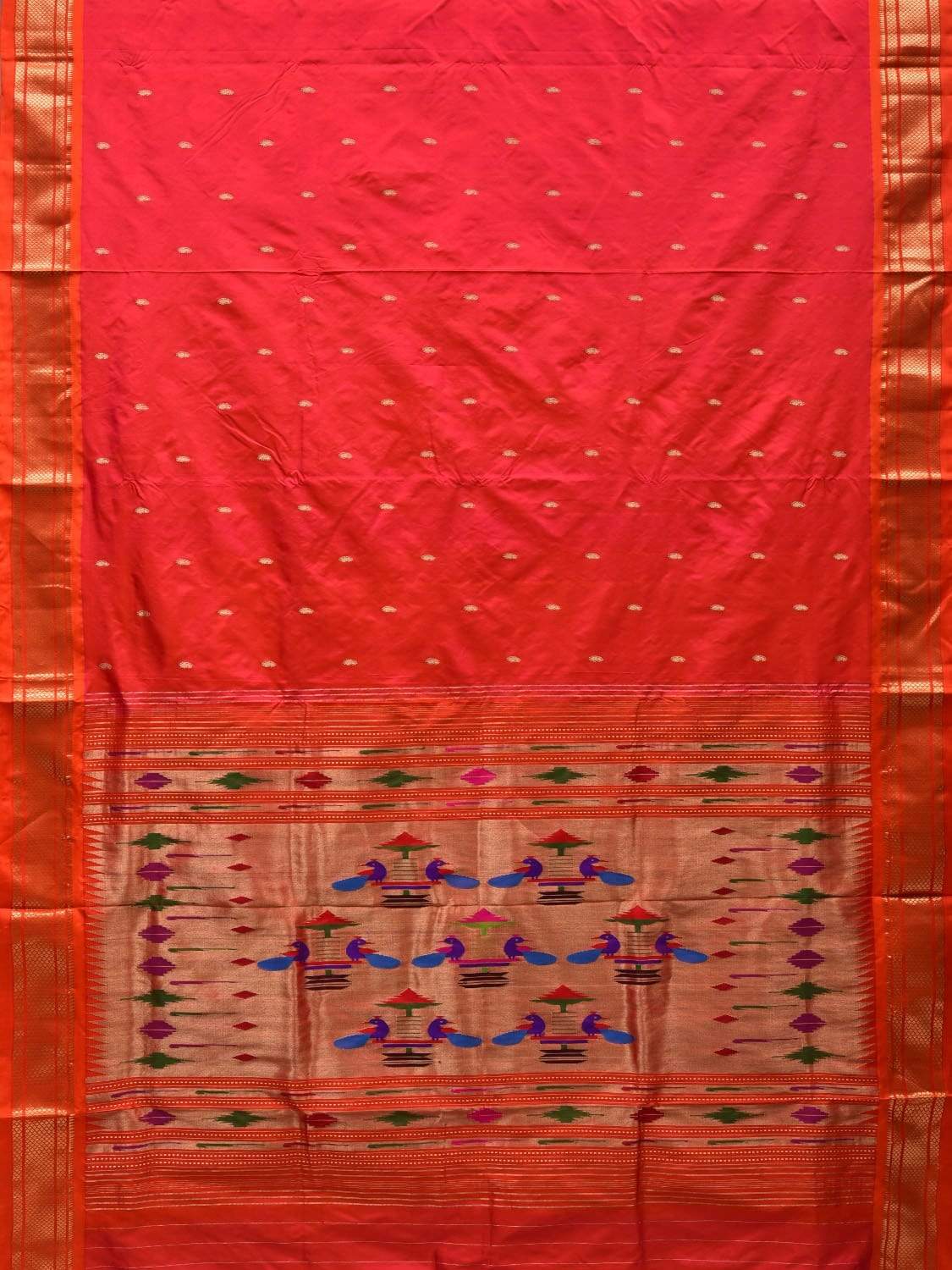 Pink Paithani Silk Handloom Saree with Double Pallu Design p0373