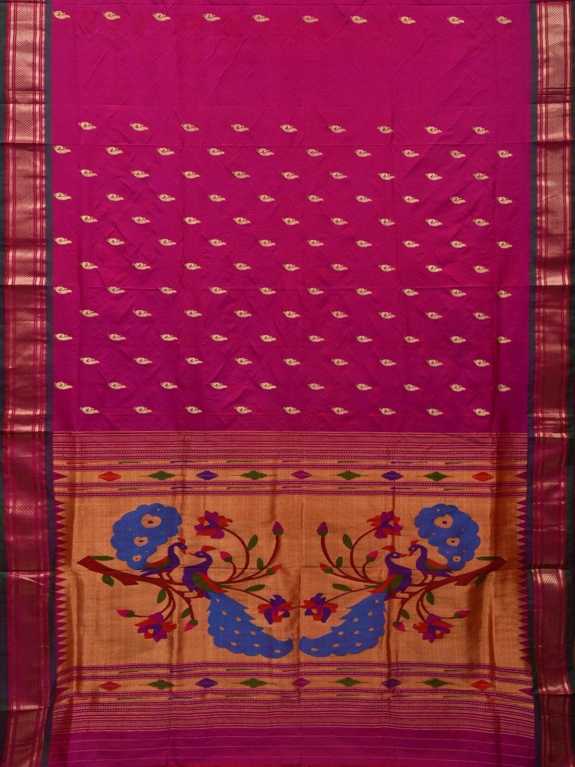 Pink Paithani Silk Handloom Saree with Peacocks Pallu Design p0461
