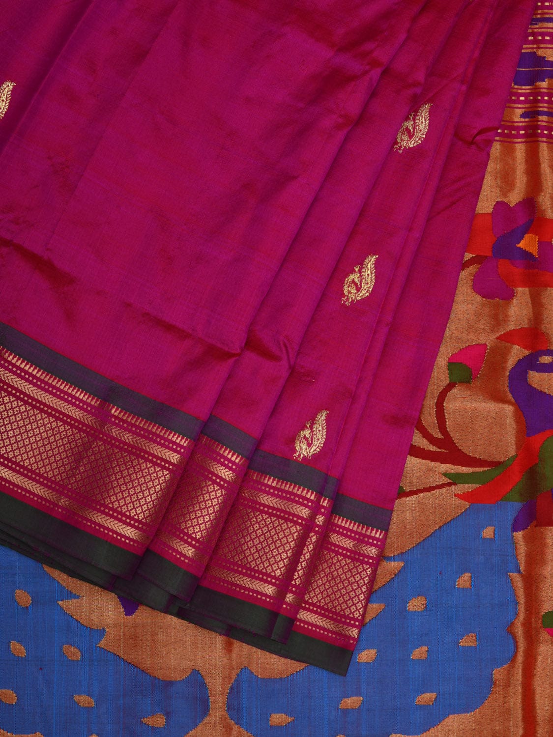 Pink Paithani Silk Handloom Saree with Peacocks Pallu Design p0461