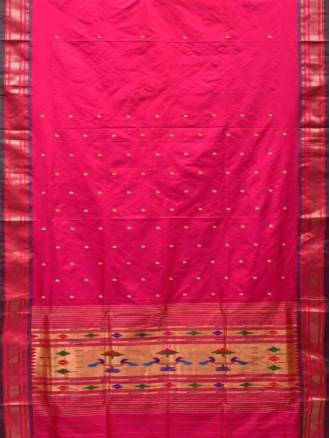 Pink Paithani Silk Handloom Saree with Single Pallu Design p0371