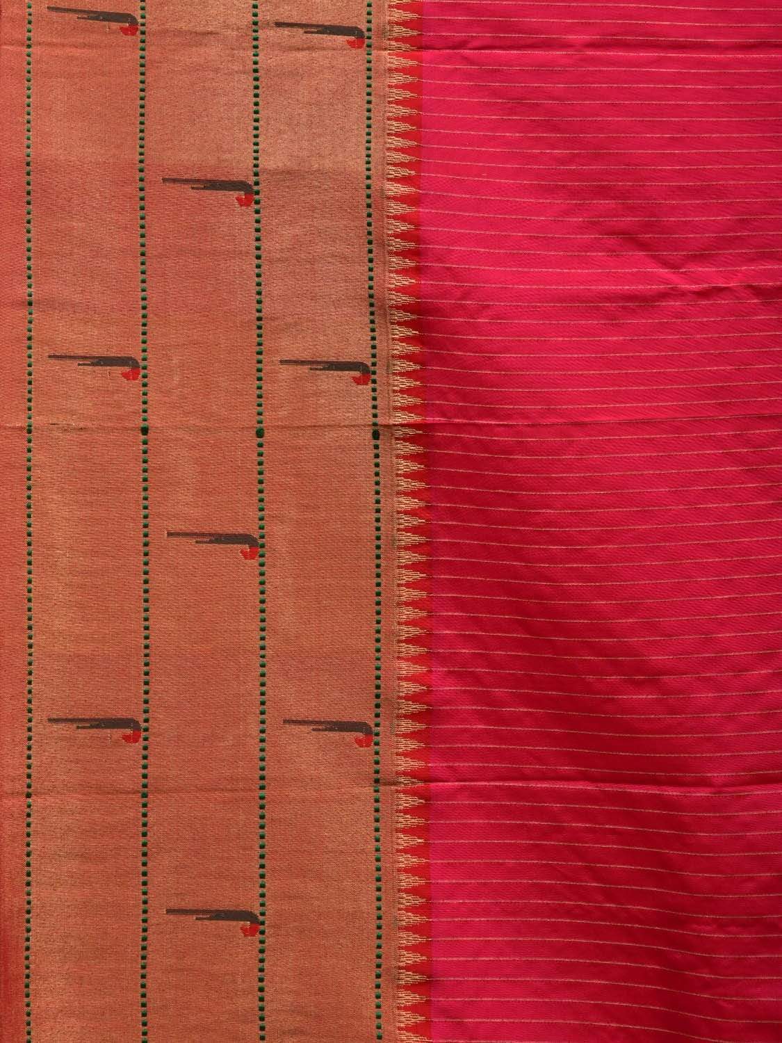 Pink Paithani Silk Saree with Strips and Triple Muniya Border Design p0390