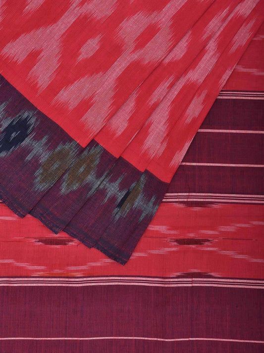 Pink Pochampally Ikat Cotton Handloom Saree with All Over and Border Design No Blouse i0882