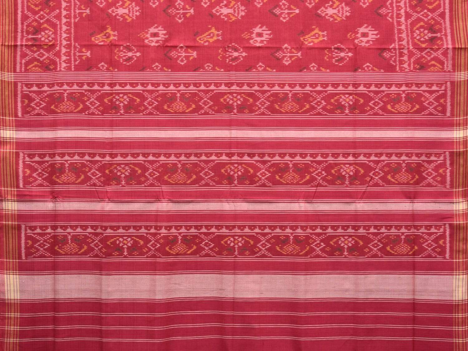 Pink Pochampally Ikat Cotton Handloom Saree with All Over Body Design i0635