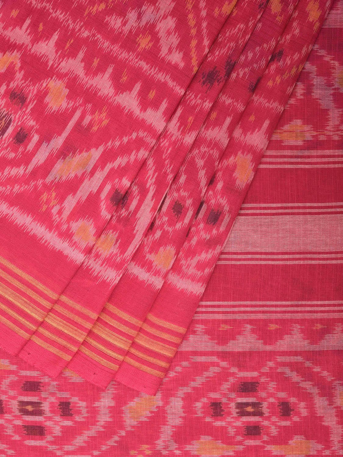 Pink Pochampally Ikat Cotton Handloom Saree with All Over Grill Design i0868