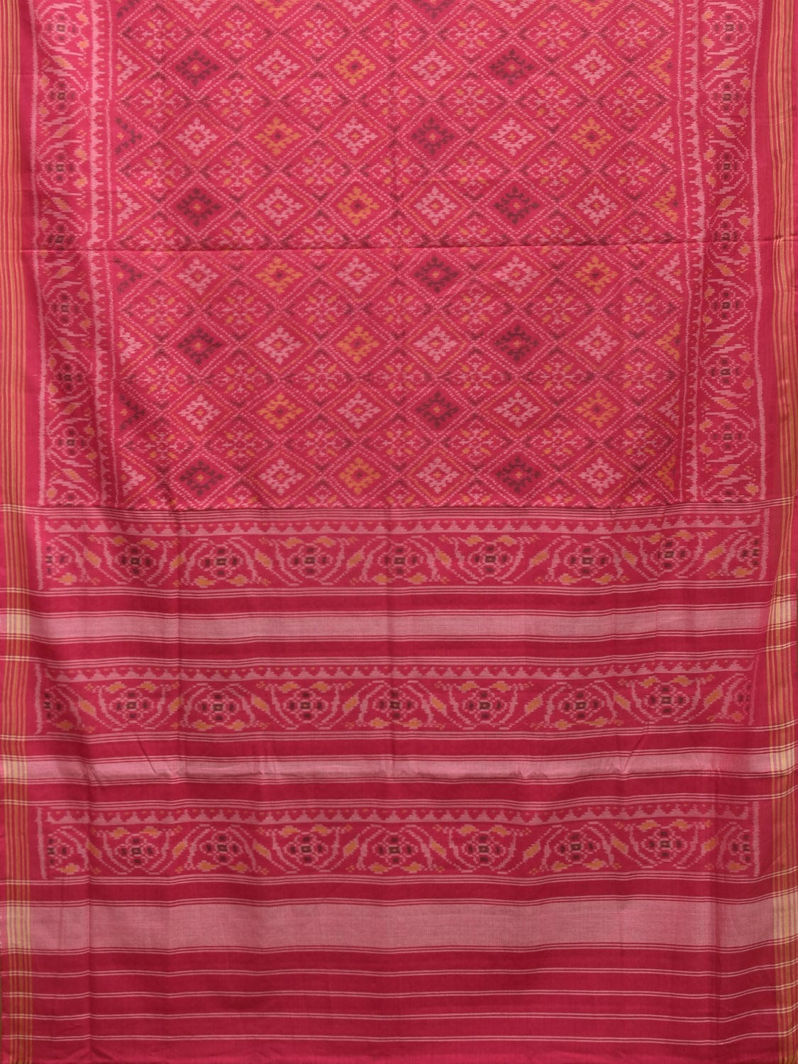 Pink Pochampally Ikat Cotton Handloom Saree with All Over Grill Design i0868