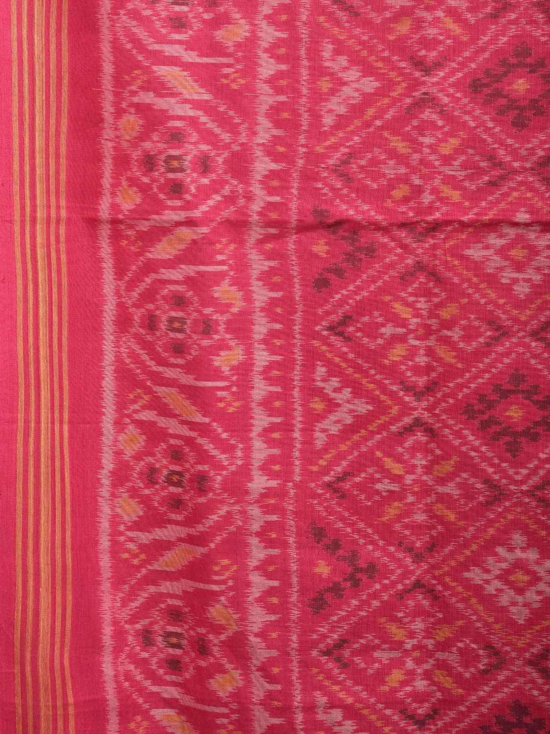 Pink Pochampally Ikat Cotton Handloom Saree with All Over Grill Design i0868