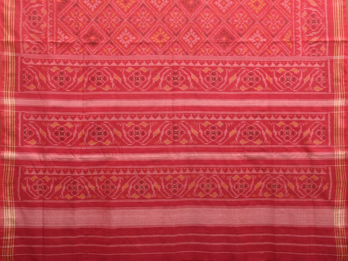 Pink Pochampally Ikat Cotton Handloom Saree with All Over Grill Design i0872