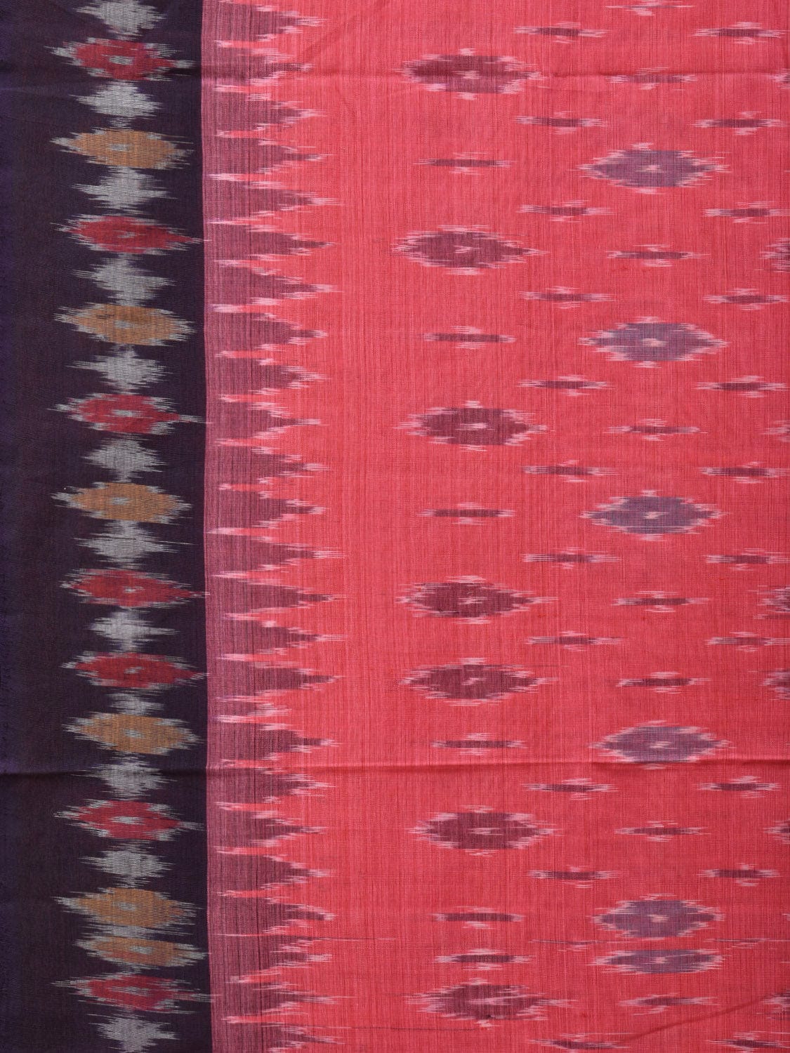 Pink Pochampally Ikat Cotton Handloom Saree with Body Buta and Border Design No Blouse i0823