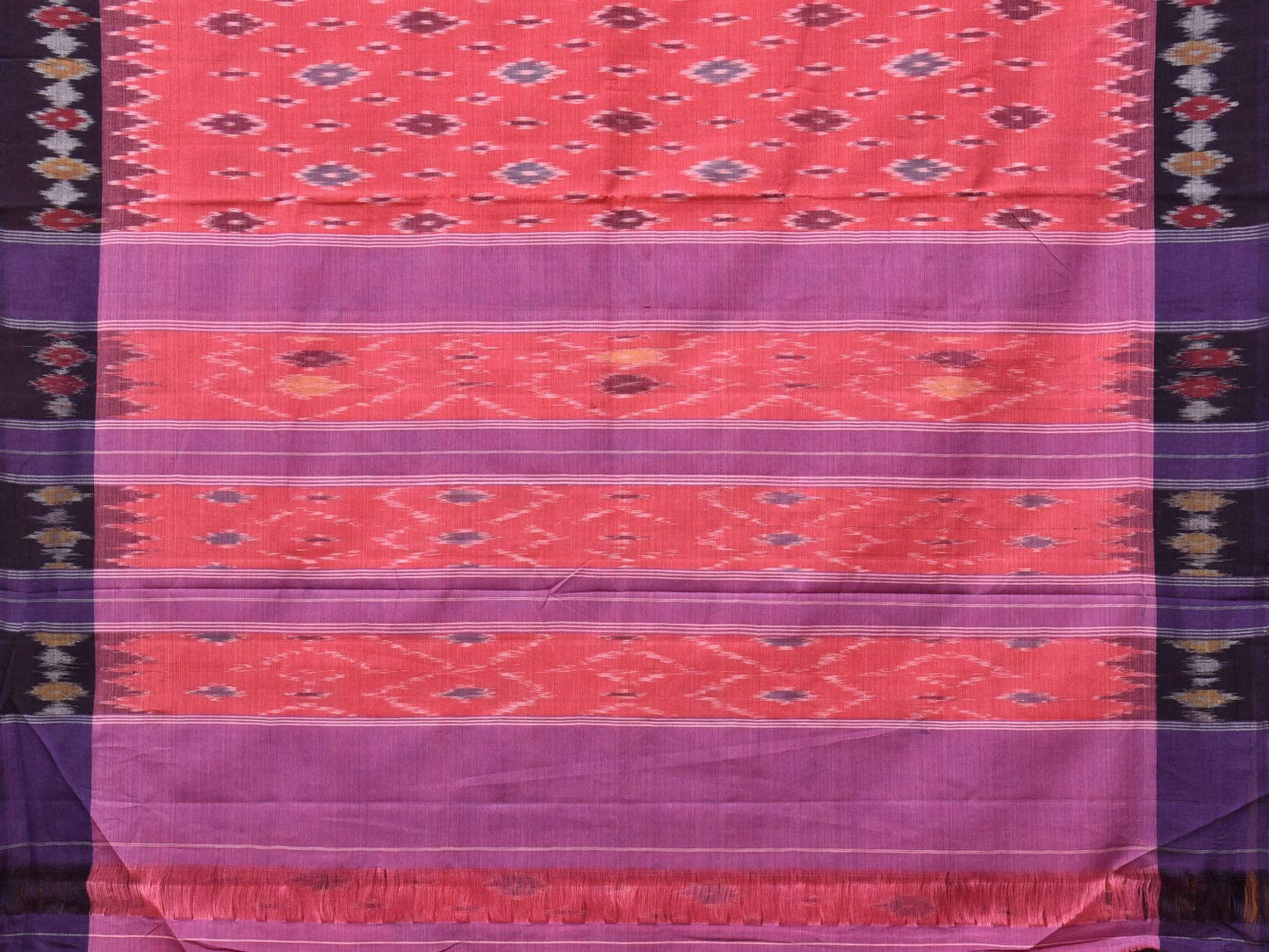 Pink Pochampally Ikat Cotton Handloom Saree with Body Buta and Border Design No Blouse i0823