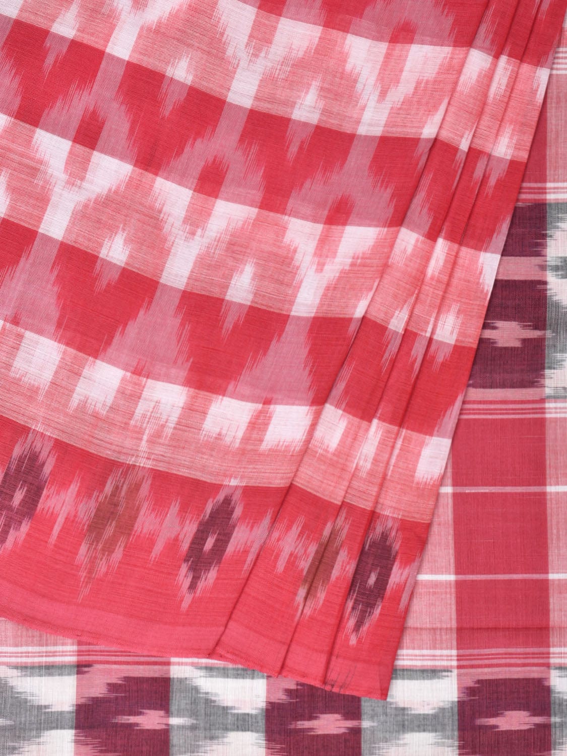 Pink Pochampally Ikat Cotton Handloom Saree with Strips Design No Blouse i0802