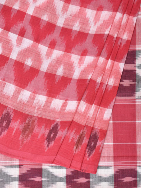 Pink Pochampally Ikat Cotton Handloom Saree with Strips Design No Blouse i0802
