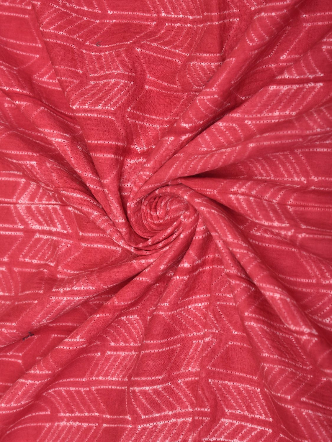 Pink Shibori Cotton Handloom Fabric with Zig-Zag Design f0240
