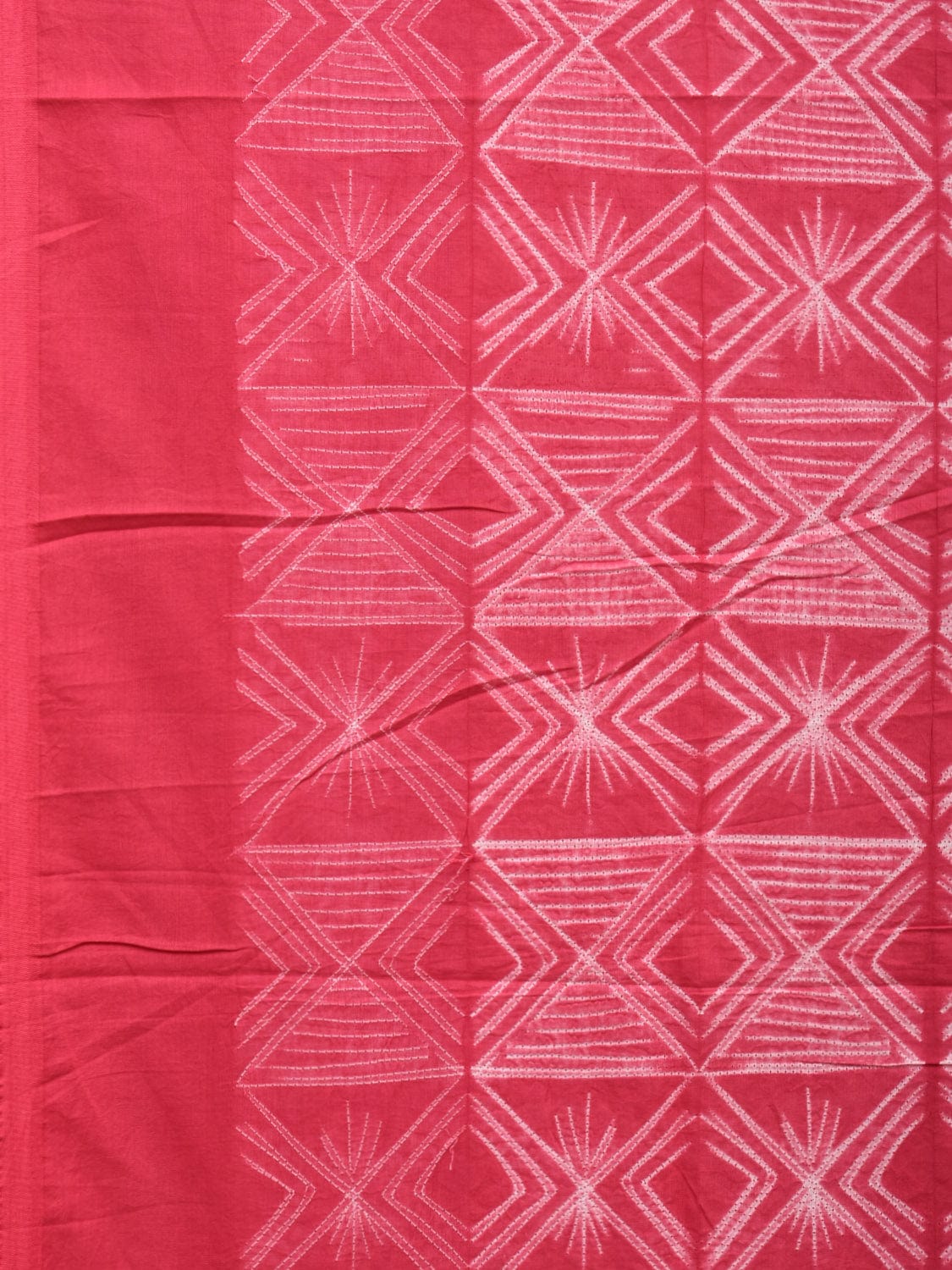 Pink Shibori Cotton Handloom Saree with All Over Geometrical Design o0454