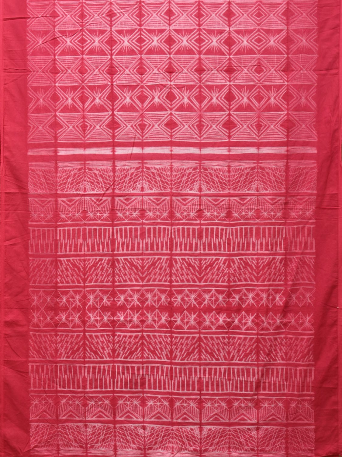 Pink Shibori Cotton Handloom Saree with All Over Geometrical Design o0454
