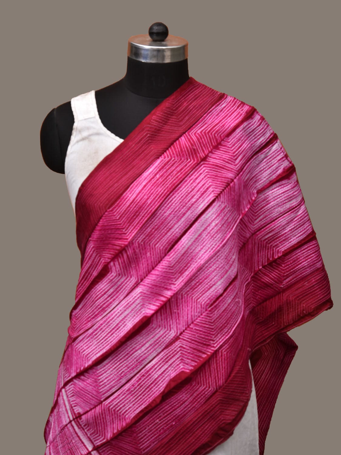 Pink Shibori Silk Handloom Stole with Hexagon Design ds3158