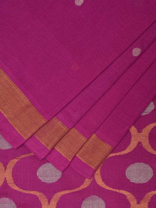 Pink Uppada Cotton Handloom Saree with Grill Pallu Design u2229