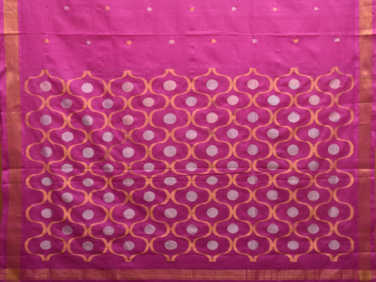 Pink Uppada Cotton Handloom Saree with Grill Pallu Design u2229