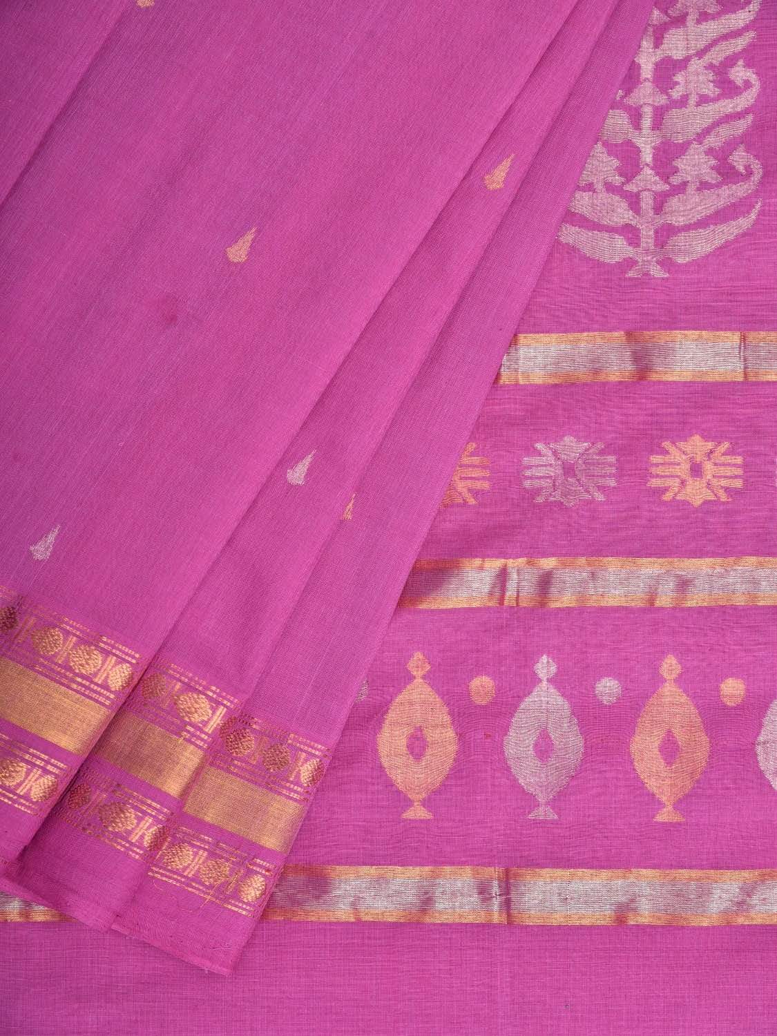 Pink Uppada Cotton Handloom Saree with Karpur Pallu Design u1675