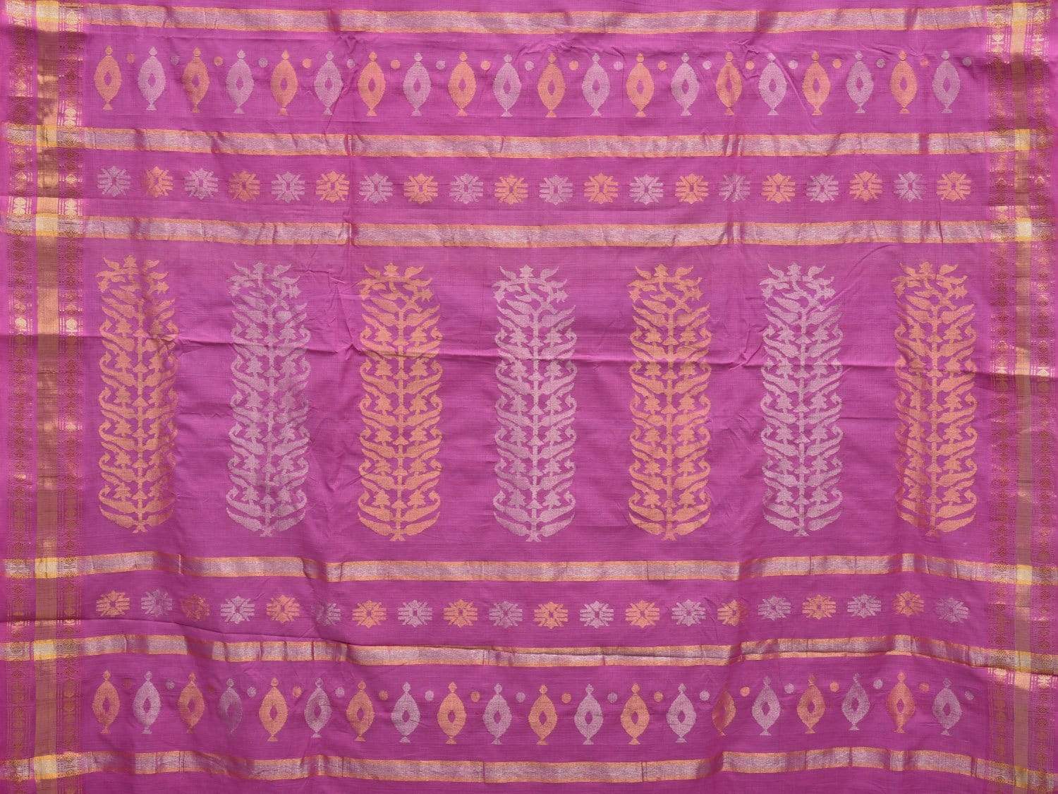 Pink Uppada Cotton Handloom Saree with Karpur Pallu Design u1675