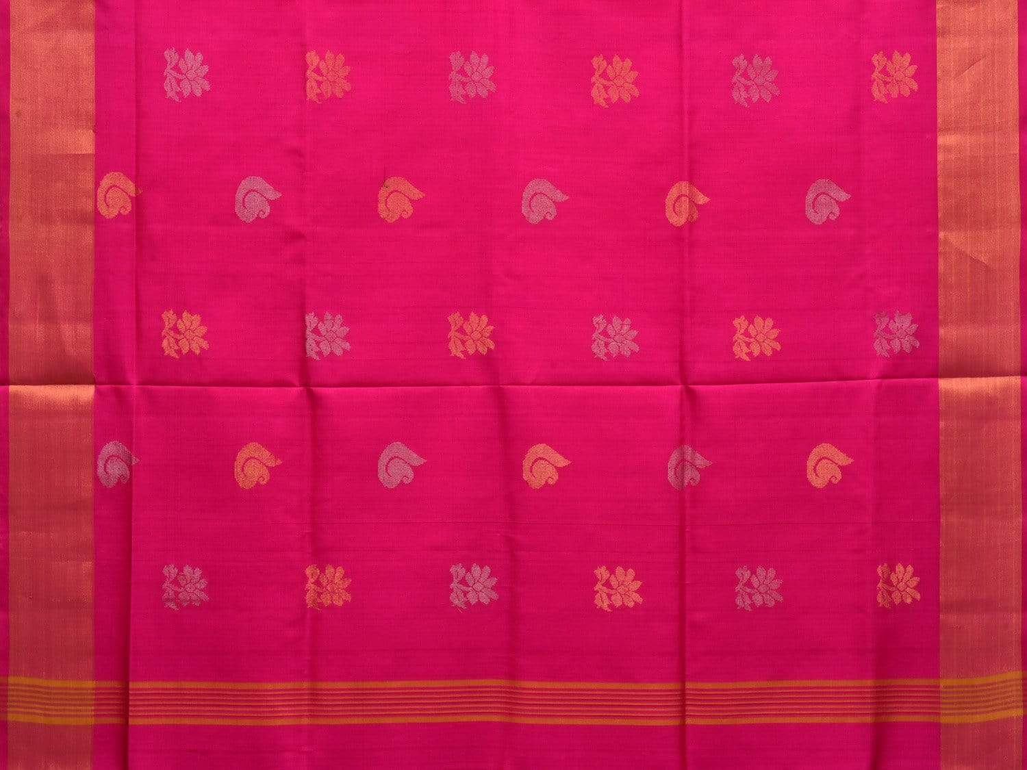 Pink Uppada Silk Handloom Plain Saree with Body Buta Design u1760
