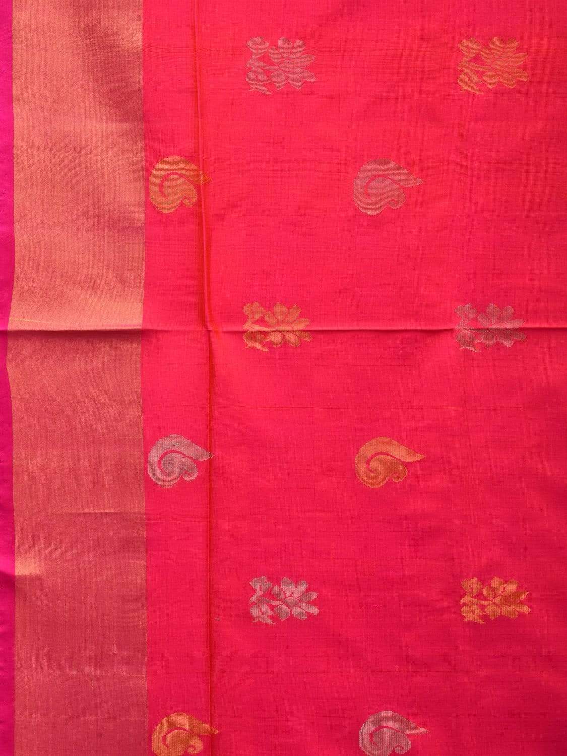 Pink Uppada Silk Handloom Plain Saree with Body Buta Design u1760