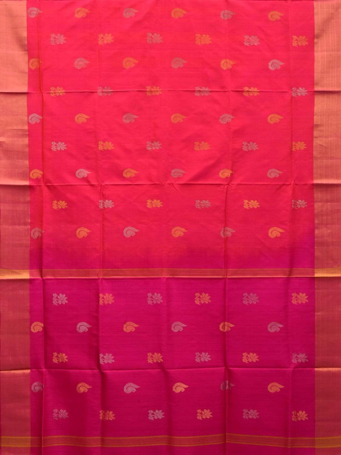 Pink Uppada Silk Handloom Plain Saree with Body Buta Design u1760