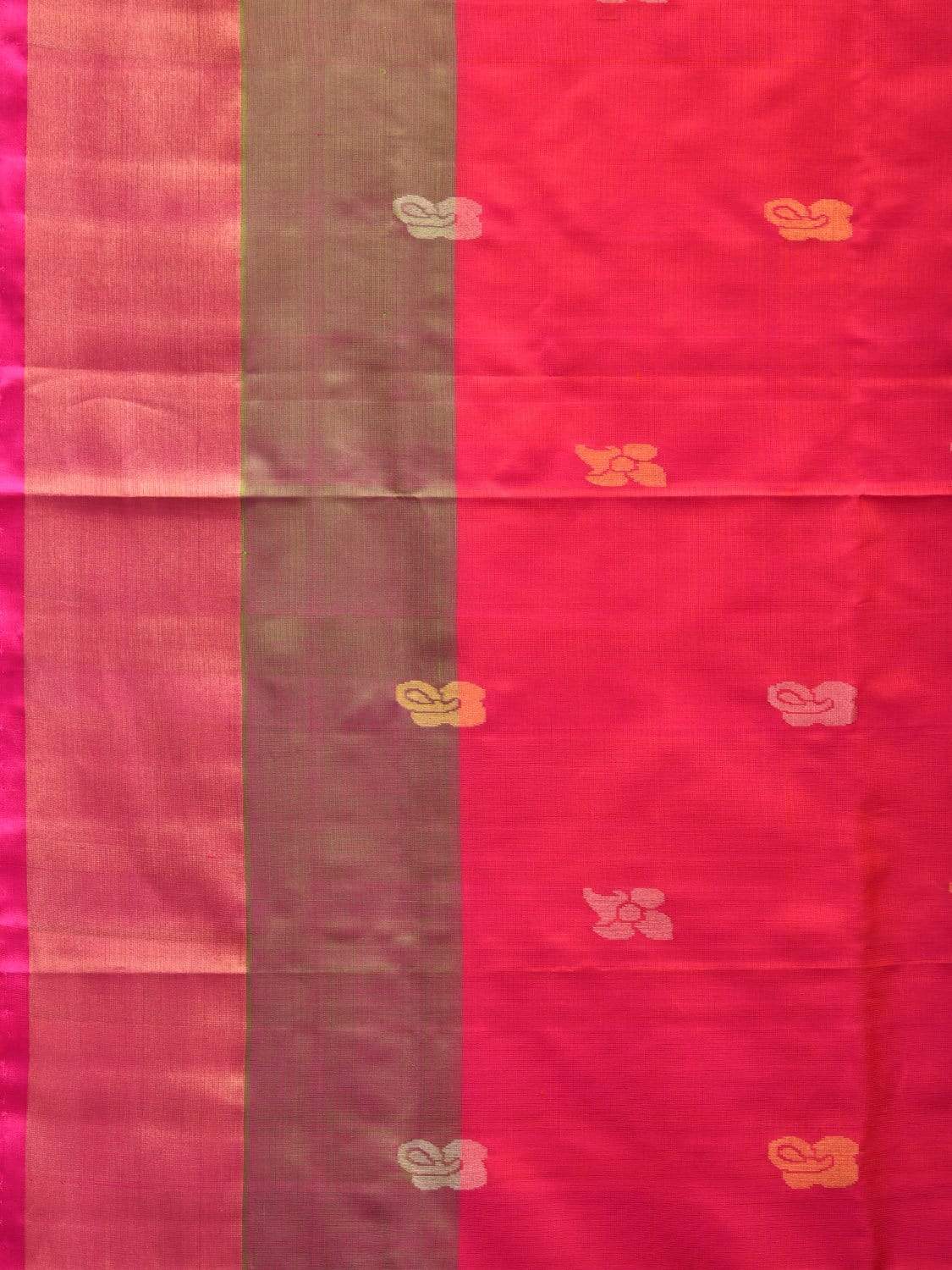 Pink Uppada Silk Handloom Plain Saree with Body Buta Design u1769