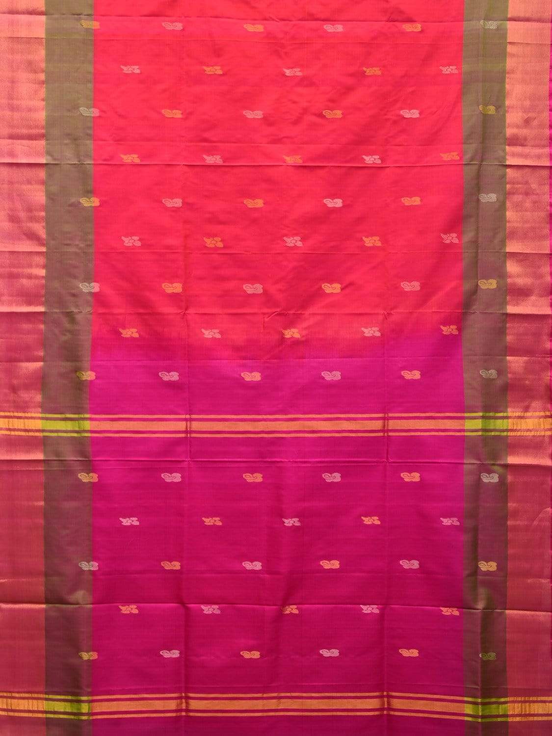 Pink Uppada Silk Handloom Plain Saree with Body Buta Design u1769