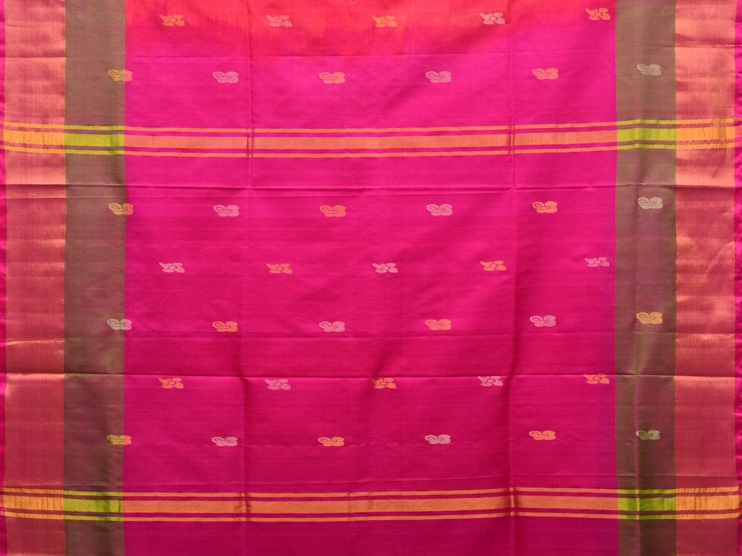 Pink Uppada Silk Handloom Plain Saree with Body Buta Design u1769