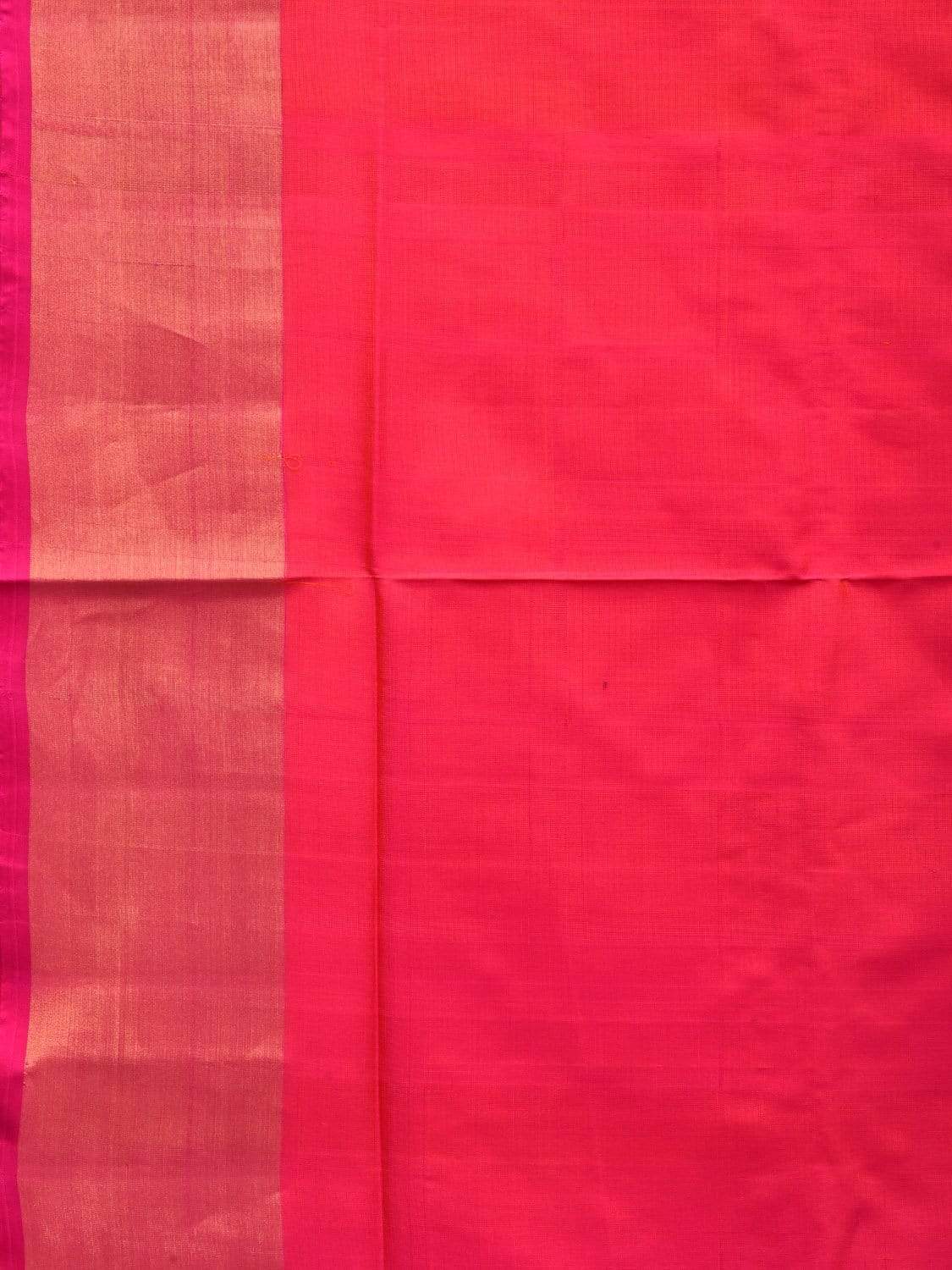 Pink Uppada Silk Handloom Plain Saree with Contrast Pallu Design u1758