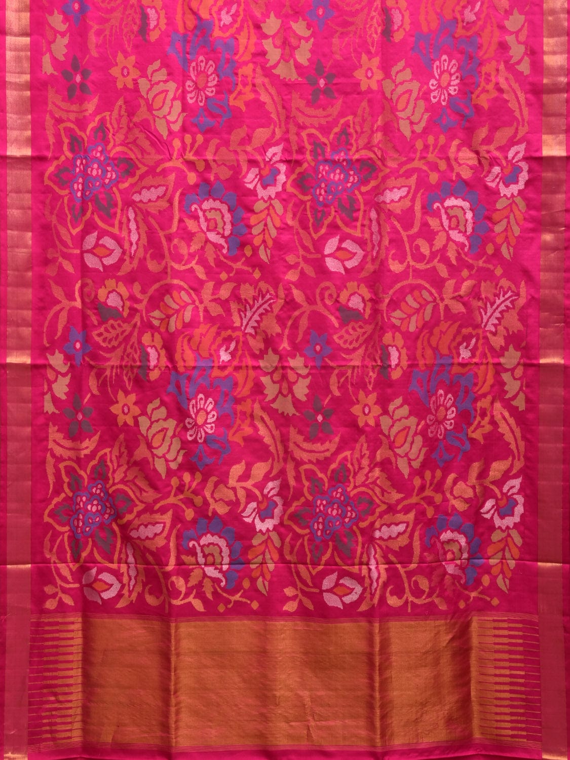 Pink Uppada Silk Handloom Saree with All Over big Floral Design u2253