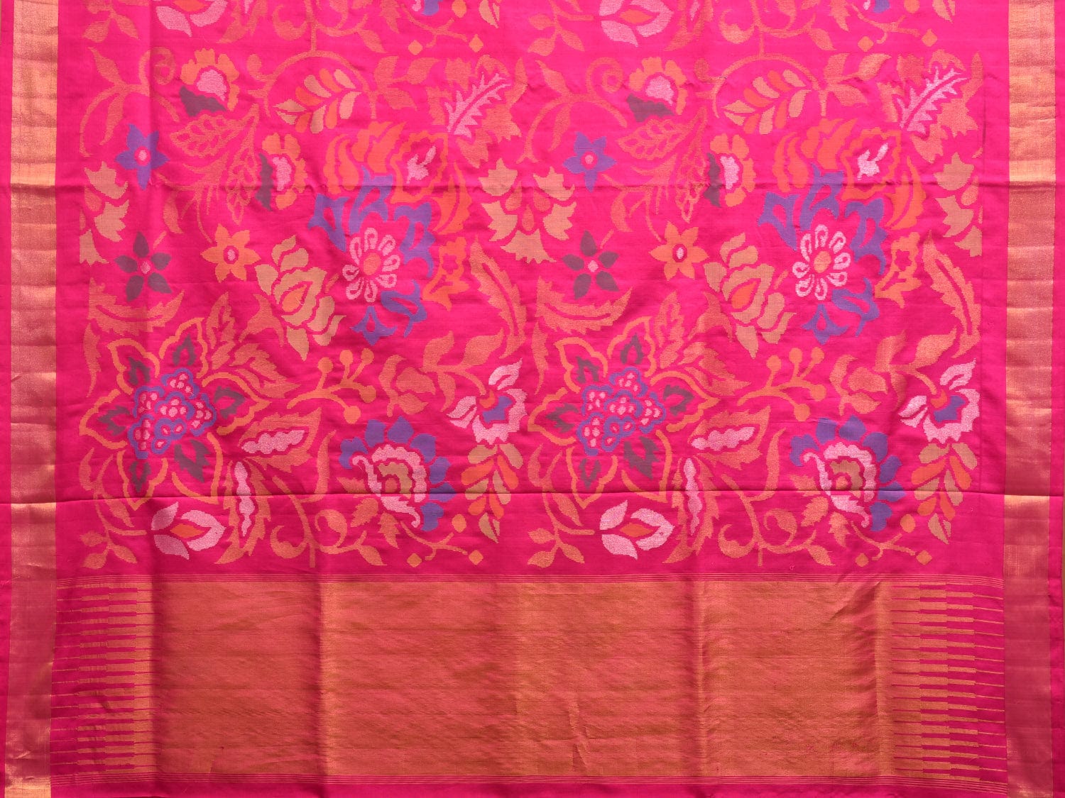Pink Uppada Silk Handloom Saree with All Over big Floral Design u2253