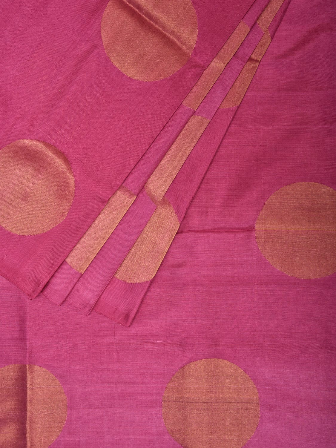 Pink Uppada Silk Handloom Saree with All Over Big Polka Design u2299
