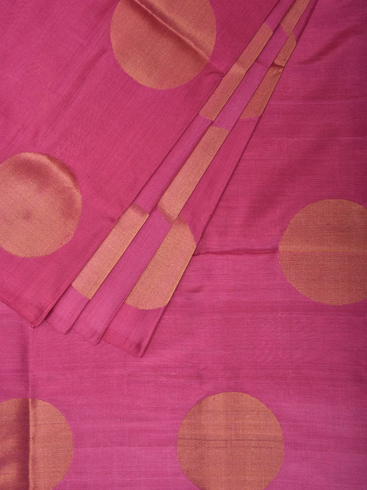 Pink Uppada Silk Handloom Saree with All Over Big Polka Design u2299